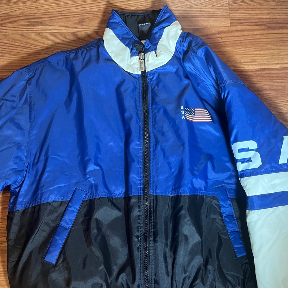 90's Vintage USA OLYMPIC Colorblock Team Puffer Jacket RARE Sz XXL